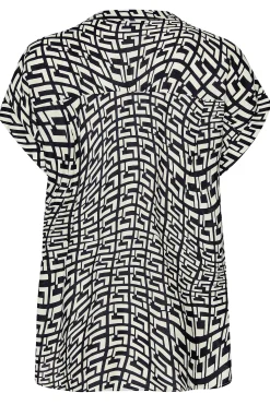 M&Co Womens M&Co White Geometric Print Short Sleeve Shirt