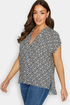 M&Co Womens M&Co White Geometric Print Shirt