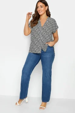 M&Co Womens M&Co White Geometric Print Shirt