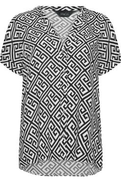M&Co Womens M&Co White Geometric Print Shirt