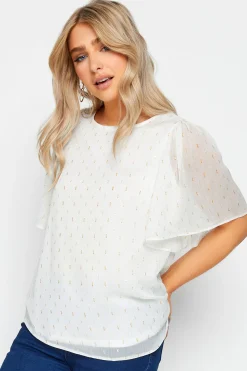 M&Co Womens M&Co White Glitter Detail Blouse