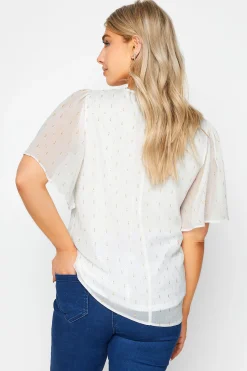 M&Co Womens M&Co White Glitter Detail Blouse