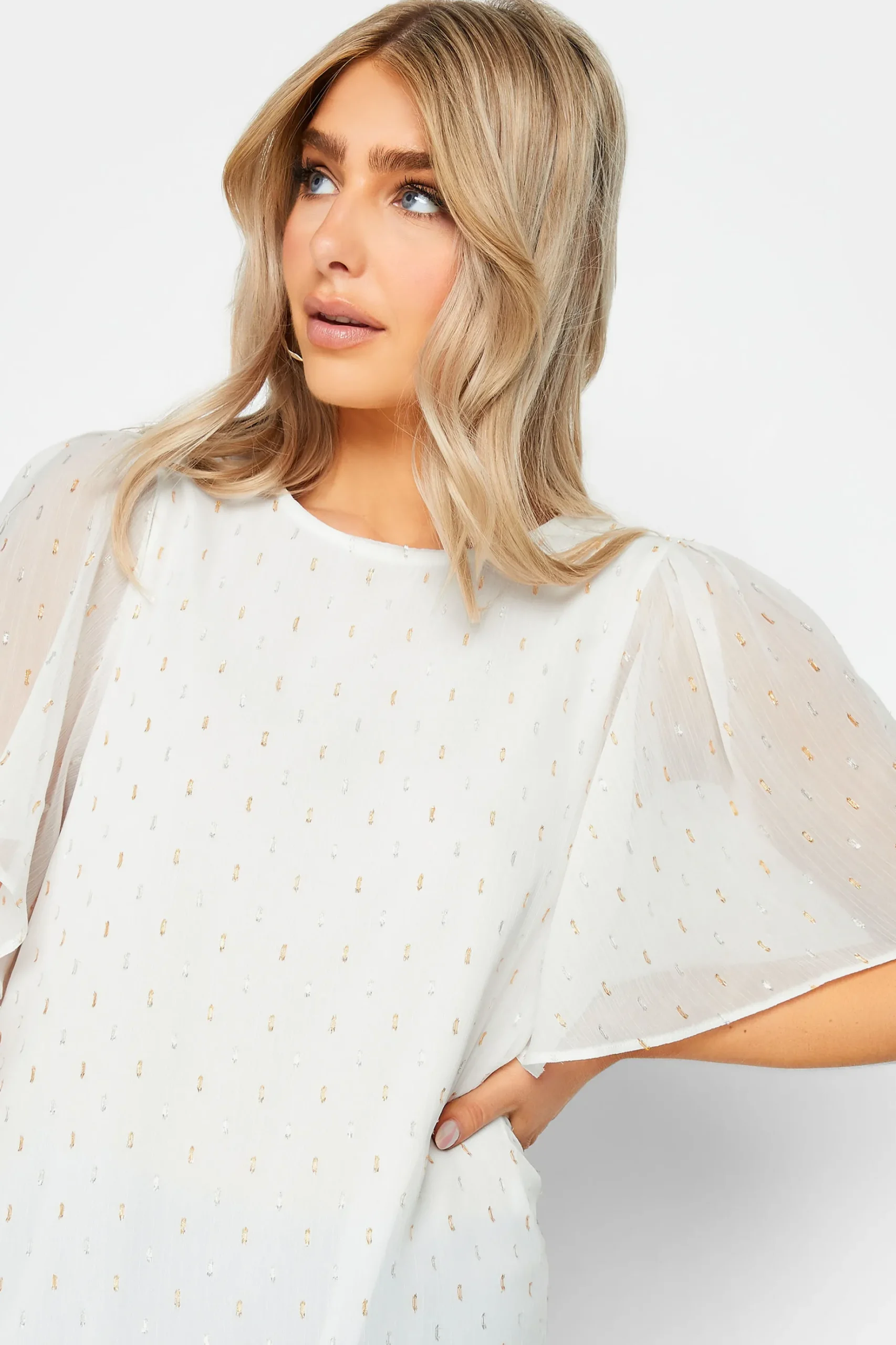 M&Co Womens M&Co White Glitter Detail Blouse