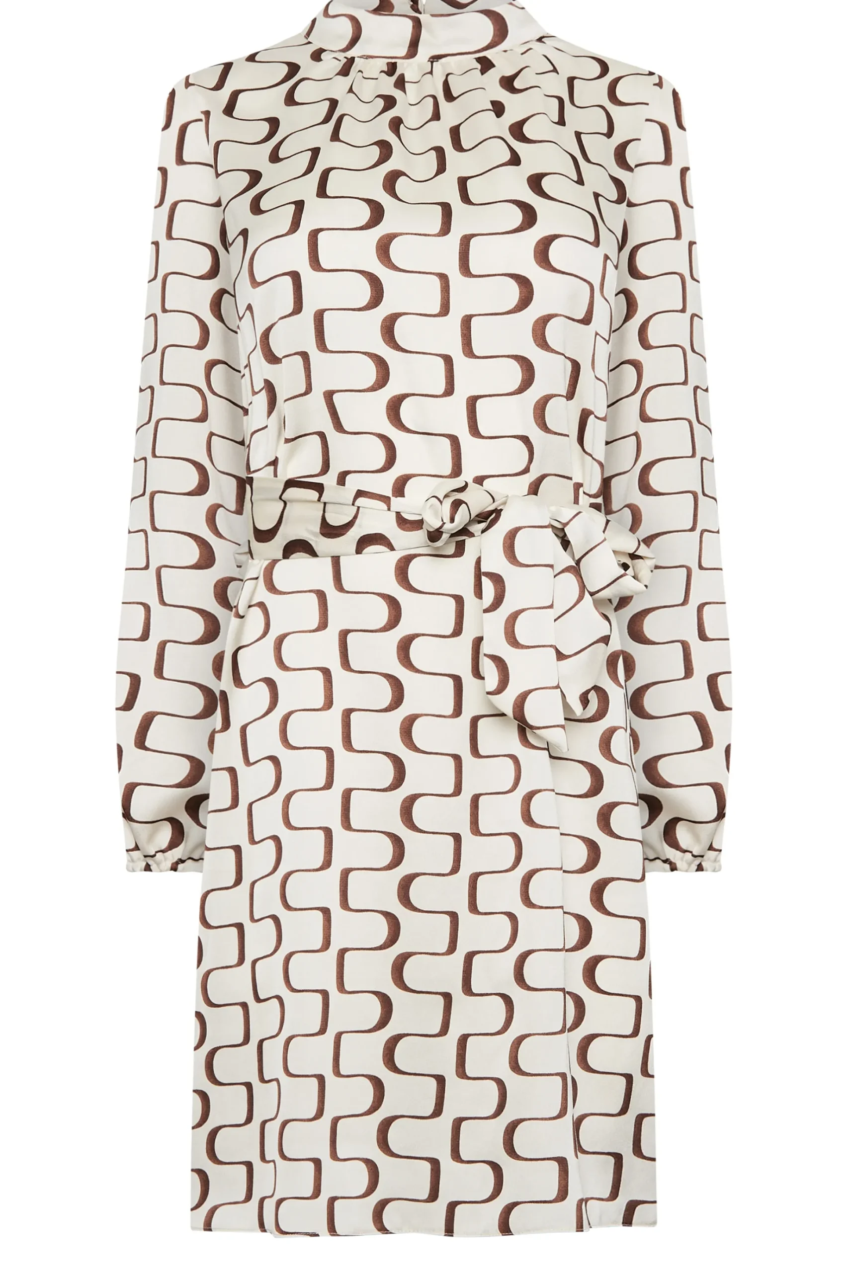 M&Co Womens M&Co White Ivory Geometric Print High Neck Tunic Blouse