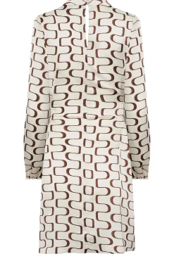 M&Co Womens M&Co White Ivory Geometric Print High Neck Tunic Blouse