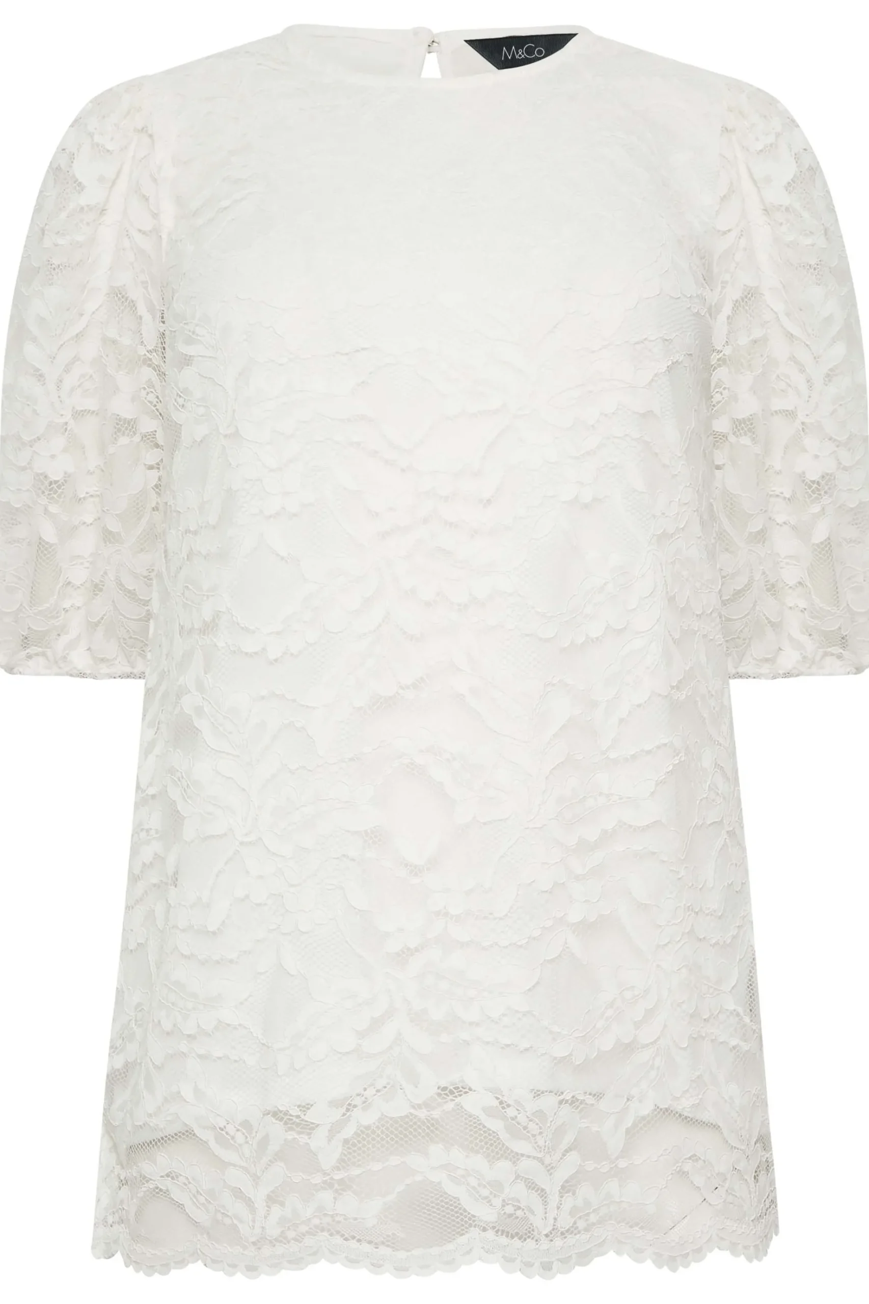 M&Co Womens M&Co White Lace Floral Blouse