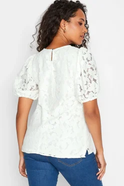 M&Co Womens M&Co White Lace Puff Sleeve Blouse