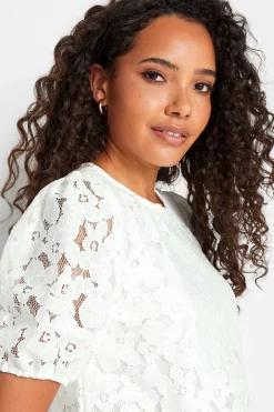 M&Co Womens M&Co White Lace Puff Sleeve Blouse