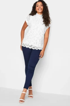 M&Co Womens M&Co White Lace Tie Back Blouse