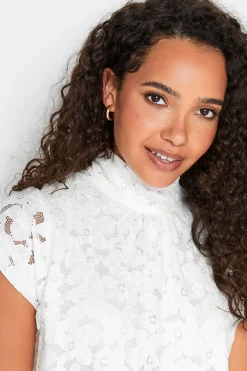 M&Co Womens M&Co White Lace Tie Back Blouse