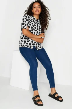 M&Co Womens M&Co White Polka Dot Puff Sleeve Shirt