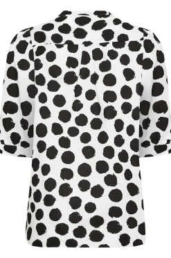 M&Co Womens M&Co White Polka Dot Puff Sleeve Shirt