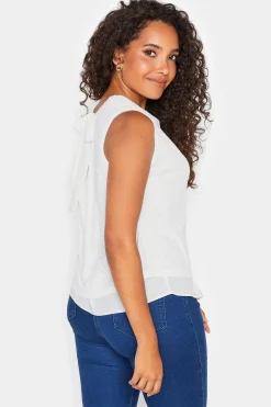 M&Co Womens M&Co White Sequin Tie Back Top
