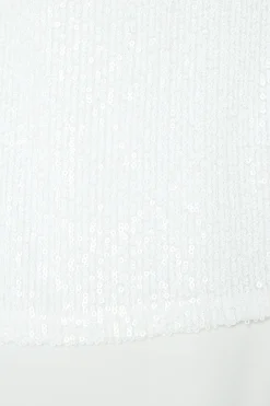 M&Co Womens M&Co White Sequin Tie Back Top