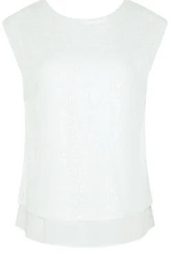 M&Co Womens M&Co White Sequin Tie Back Top