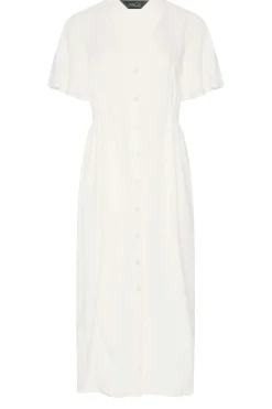 M&Co Womens M&Co White Shirred Waist Button Dress