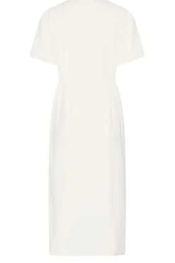 M&Co Womens M&Co White Shirred Waist Button Dress