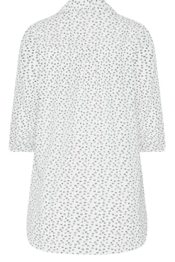 M&Co Womens M&Co White Spot Print Tab Sleeve Shirt