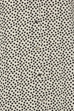 M&Co Womens M&Co White Spot Print Frill Sleeve Button Through Blouse