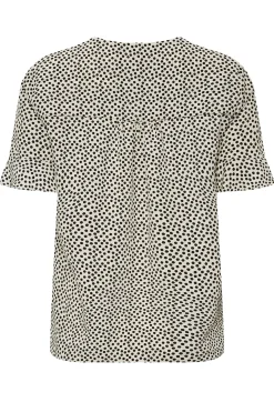 M&Co Womens M&Co White Spot Print Frill Sleeve Button Through Blouse