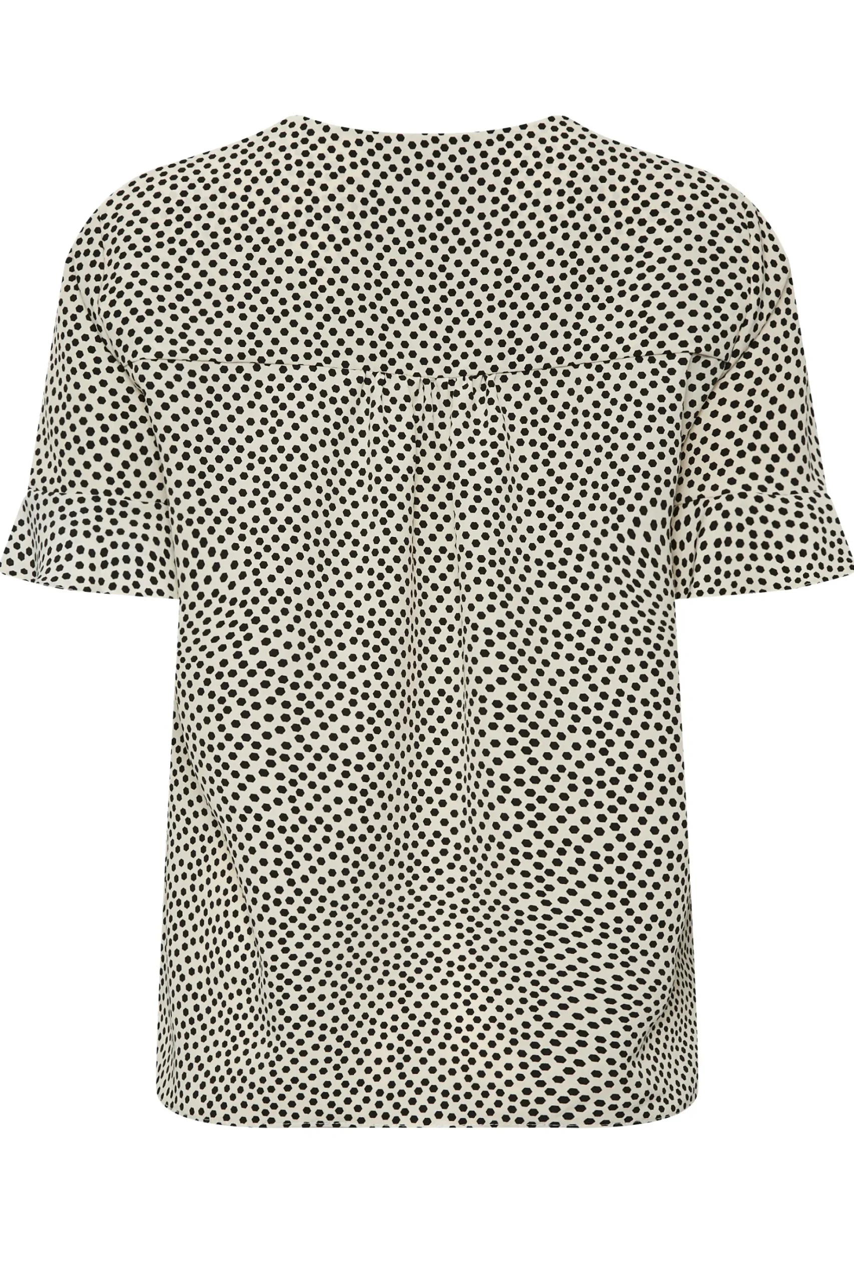 M&Co Womens M&Co White Spot Print Frill Sleeve Button Through Blouse