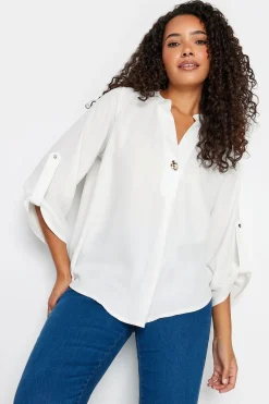 M&Co Womens M&Co White Statement Button Tab Sleeve Shirt
