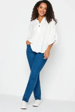 M&Co Womens M&Co White Statement Button Tab Sleeve Shirt