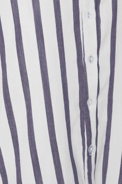 M&Co Womens M&Co White Stripe Tab Sleeve Shirt