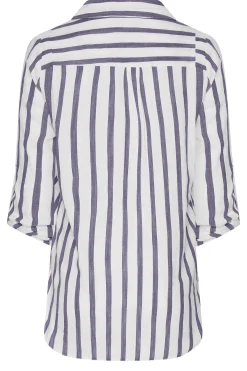 M&Co Womens M&Co White Stripe Tab Sleeve Shirt