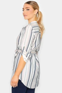 M&Co Womens M&Co White Stripe Tie Waist Blouse