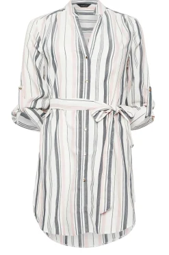M&Co Womens M&Co White Stripe Tie Waist Blouse