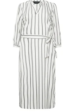 M&Co Womens M&Co White Stripe Print Tie Waist Tunic Dress