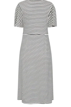 M&Co Womens M&Co White Stripe Print Angel Sleeve Split Hem Midi Dress