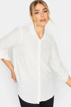 M&Co Womens M&Co White Tab Sleeve Shirt