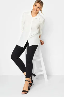 M&Co Womens M&Co White Tab Sleeve Shirt