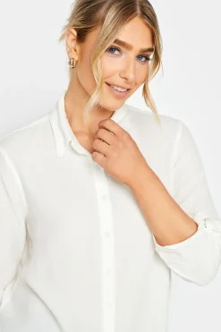M&Co Womens M&Co White Tab Sleeve Shirt