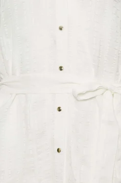 M&Co Womens M&Co White Tie Waist Textured Tunic Shirt