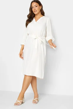 M&Co Womens M&Co White Tie Waist Tunic Dress