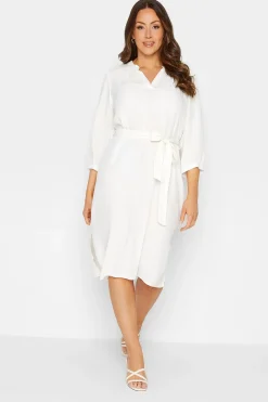 M&Co Womens M&Co White Tie Waist Tunic Dress