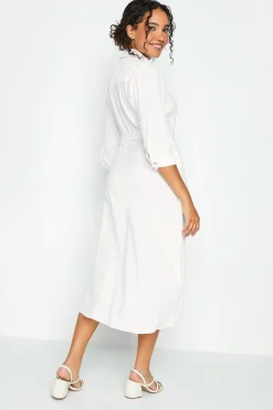 M&Co Womens M&Co White Tie Waist Shirt Dress