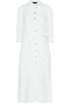 M&Co Womens M&Co White Tie Waist Shirt Dress