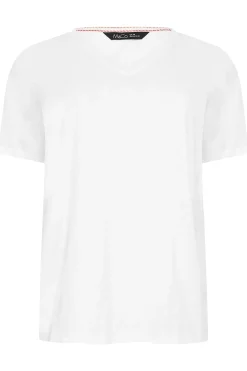 M&Co Womens M&Co White V-Neck Cotton T-Shirt