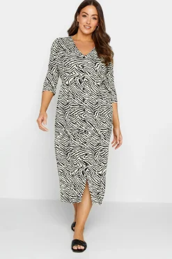 M&Co Womens M&Co White Zebra Print Button Through Midaxi Dress