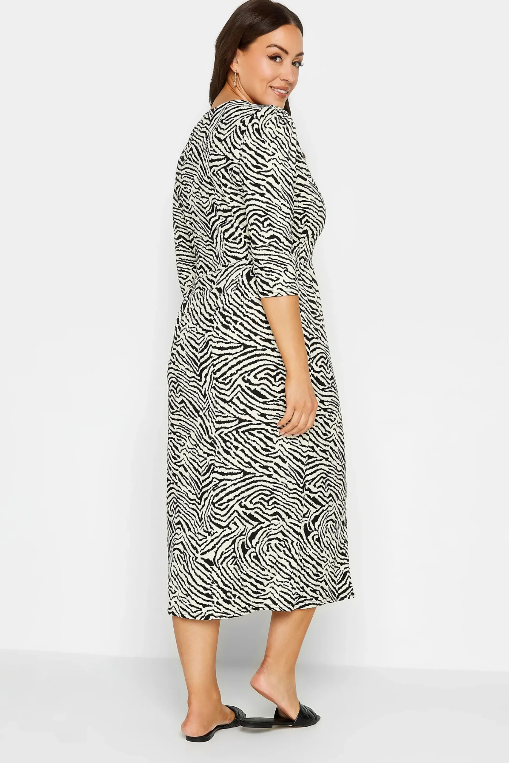M&Co Womens M&Co White Zebra Print Button Through Midaxi Dress