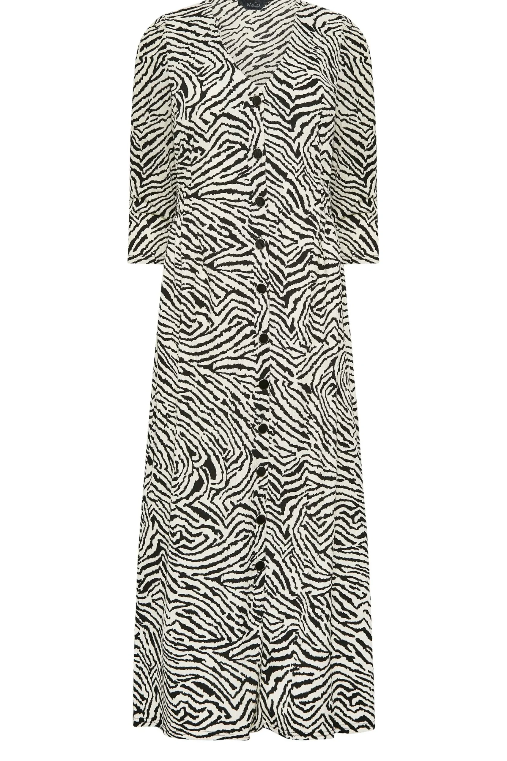 M&Co Womens M&Co White Zebra Print Button Through Midaxi Dress