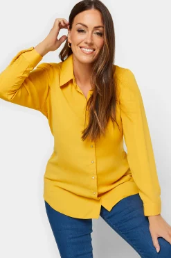 M&Co Womens M&Co Yellow Button Through Tunic Shirt