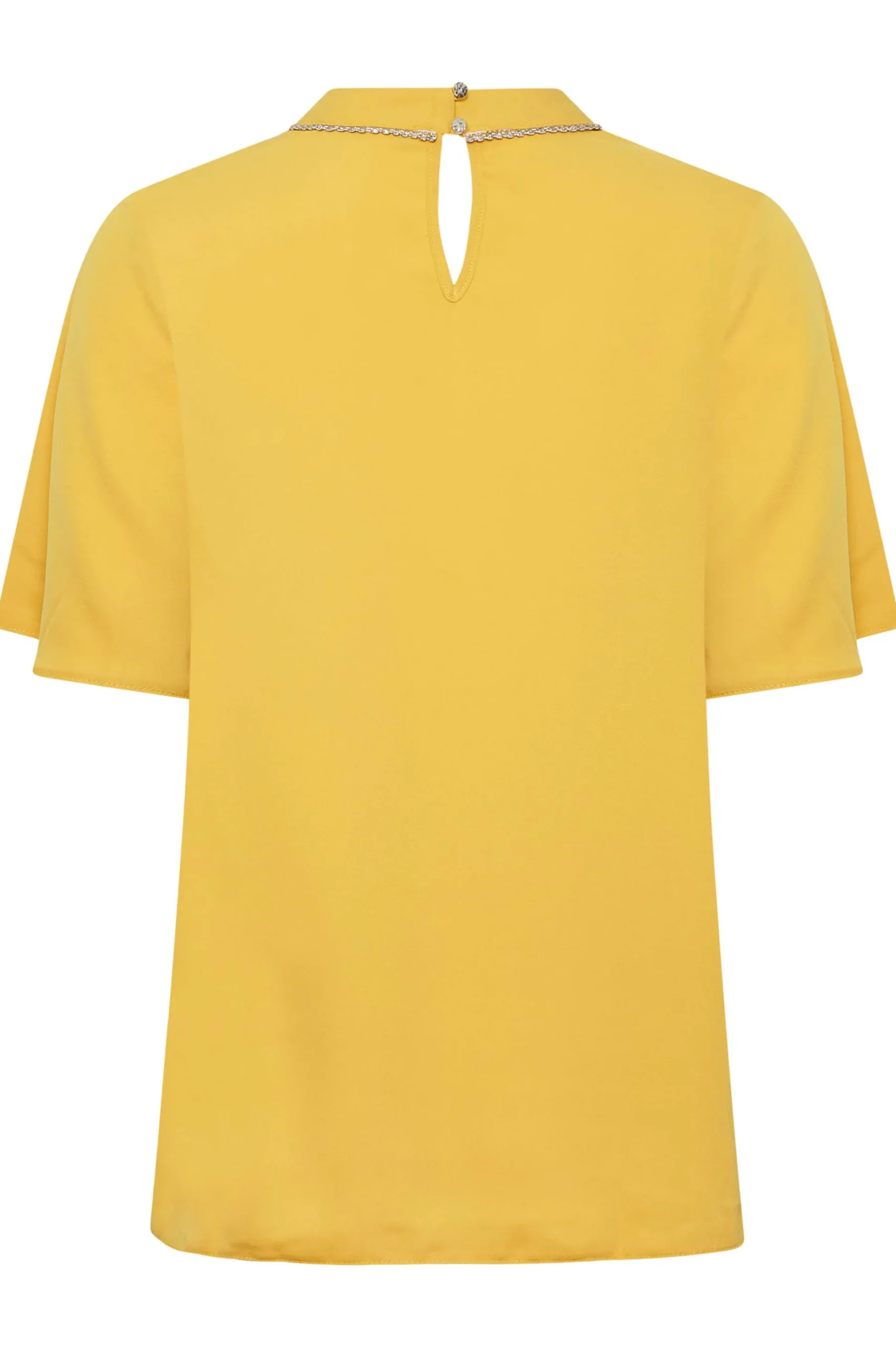 M&Co Womens M&Co Yellow Embellished Neck Keyhole Blouse