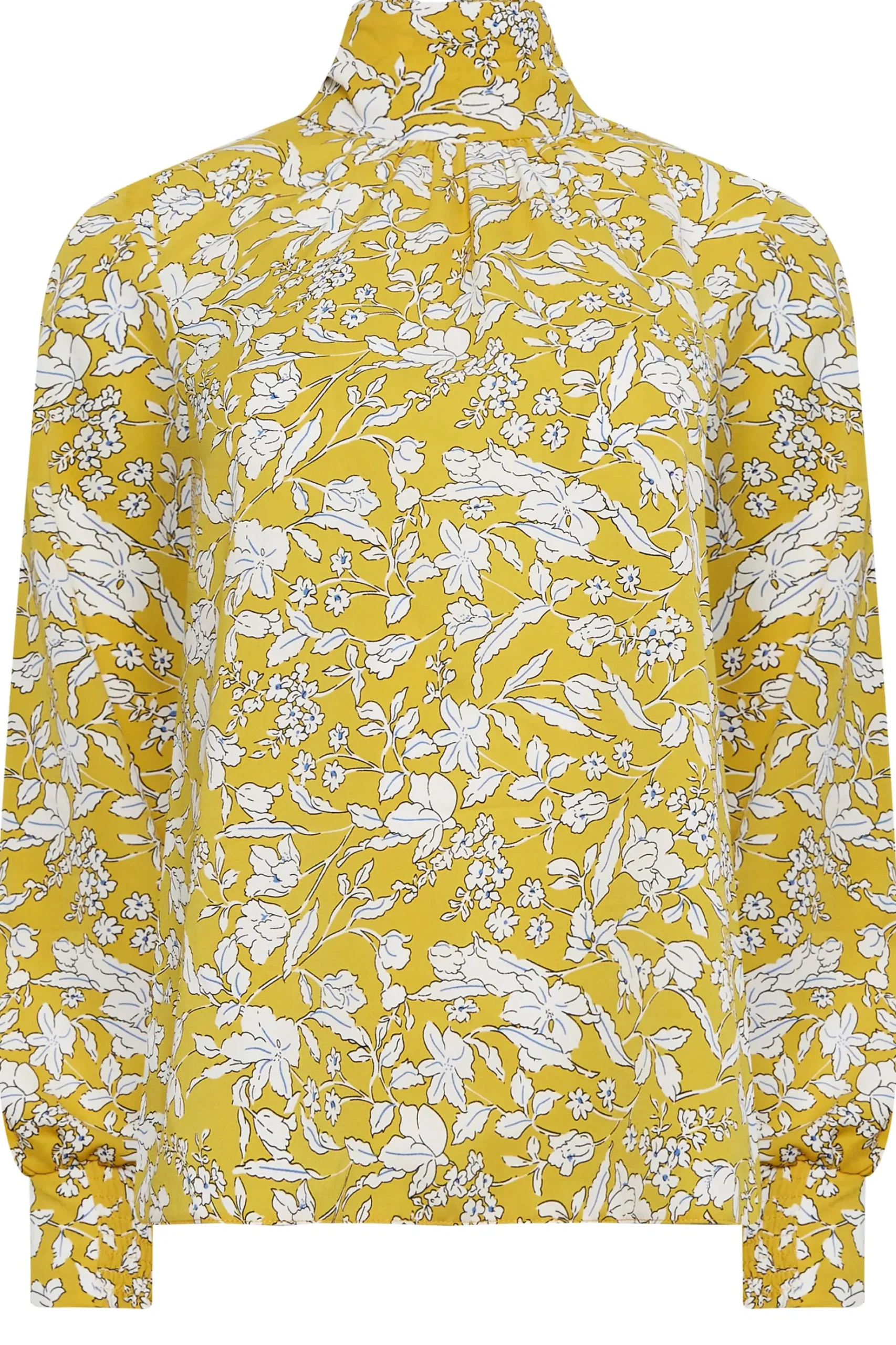 M&Co Womens M&Co Yellow Floral Print High Neck Blouse