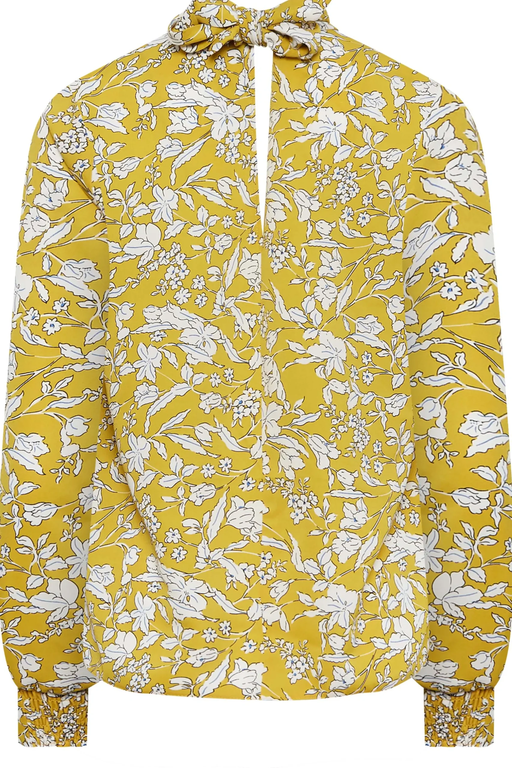 M&Co Womens M&Co Yellow Floral Print High Neck Blouse