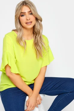 M&Co Womens M&Co Yellow Frill Sleeve Blouse